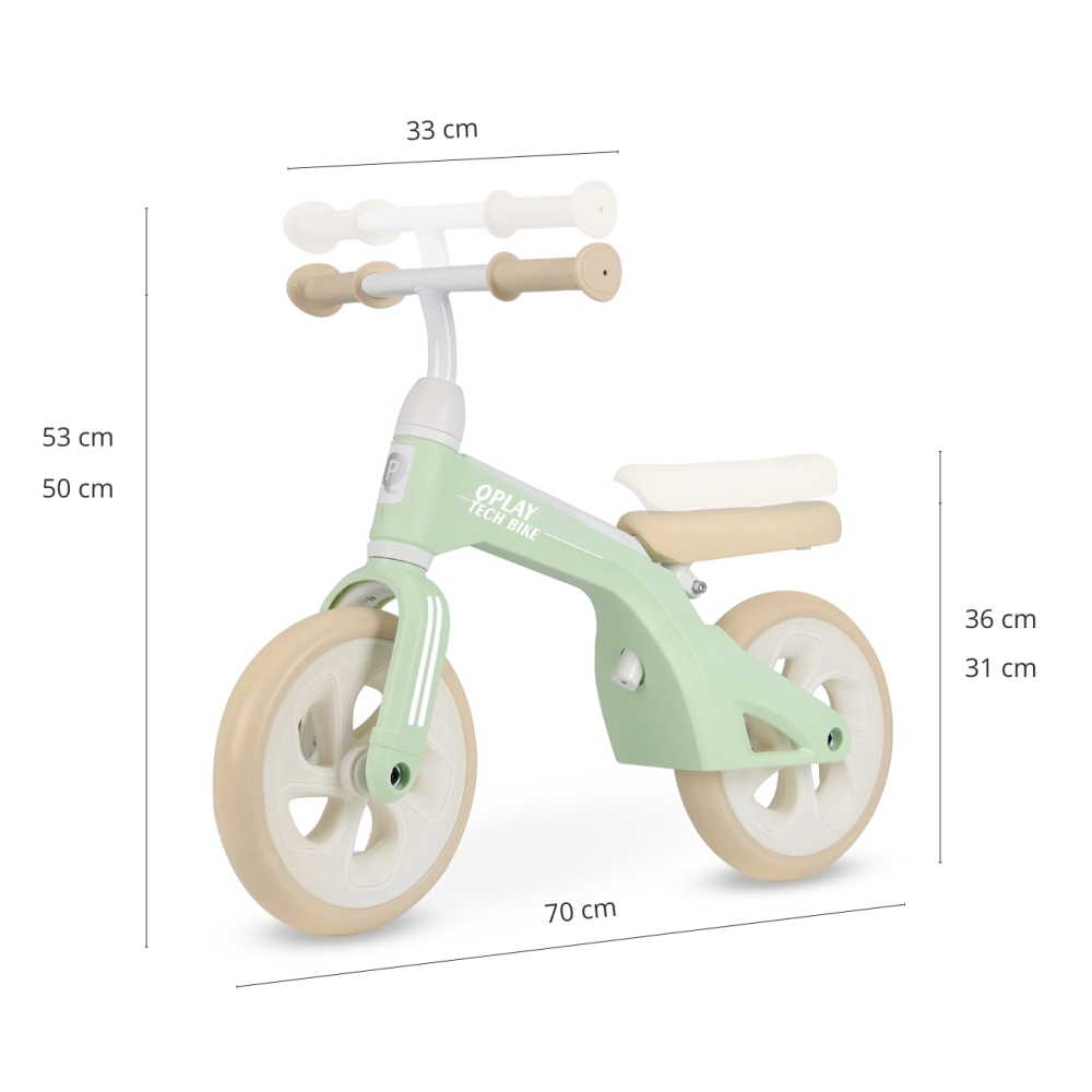 Balansinis dviratis Qplay Bike Tech, Mint-Judėjimui, Balansiniai dviratukai-e-vaikas