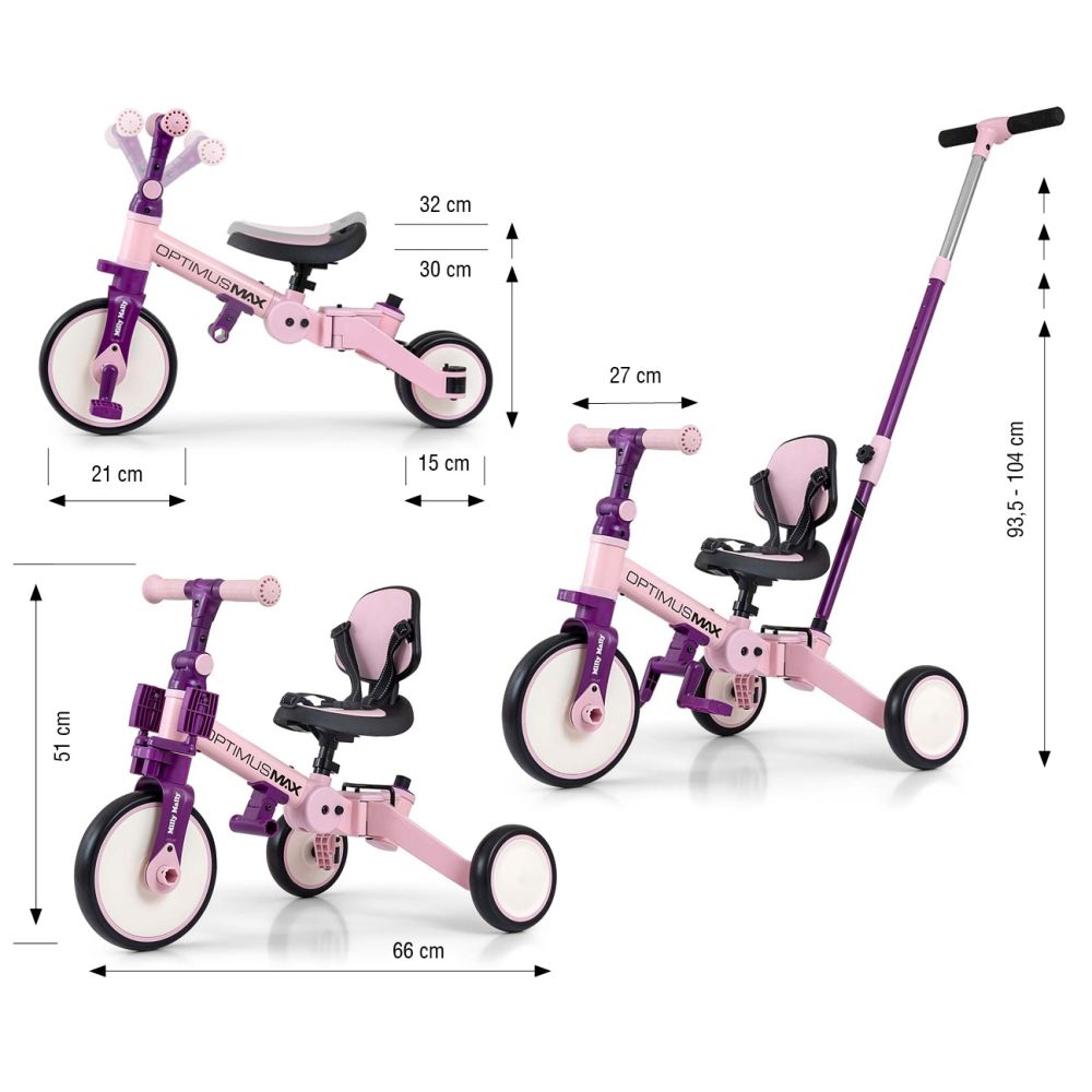 Rowerek 5w1 Optimus Max Pink