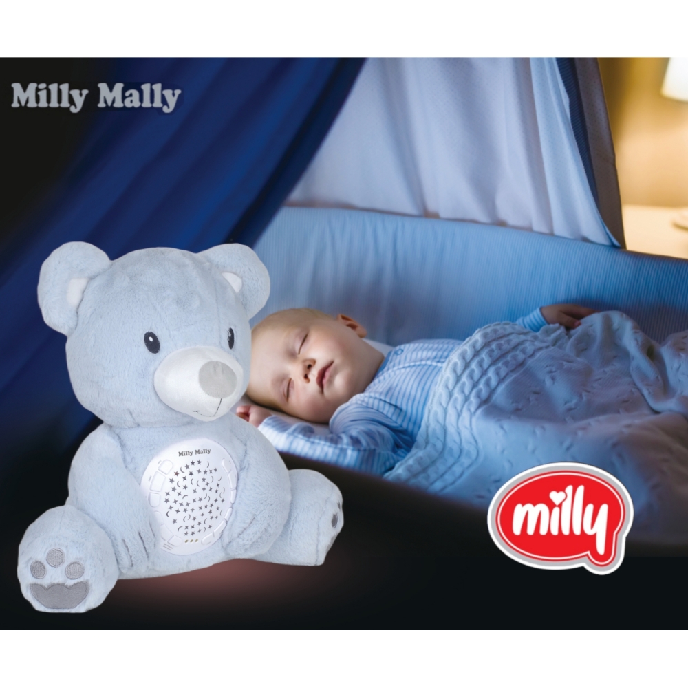 Pliušinis žaislas su projektoriumi Milly Bear Blue-Miegui, Žaislai, Migdukai ir karuselės, Kūdikiams, Miego žaislai-e-vaikas
