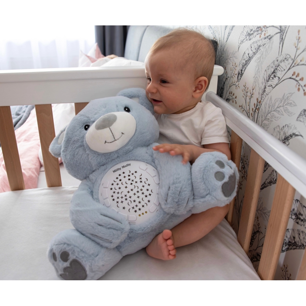 Pliušinis žaislas su projektoriumi Milly Bear Blue-Miegui, Žaislai, Migdukai ir karuselės, Kūdikiams, Miego žaislai-e-vaikas