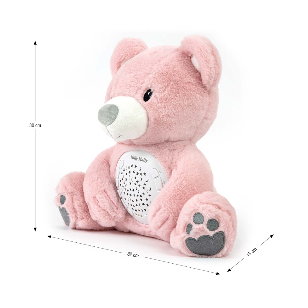 Pliušinis žaislas su projektoriumi Milly Bear Pink-Miegui, Žaislai, Migdukai ir karuselės, Kūdikiams, Miego žaislai-e-vaikas