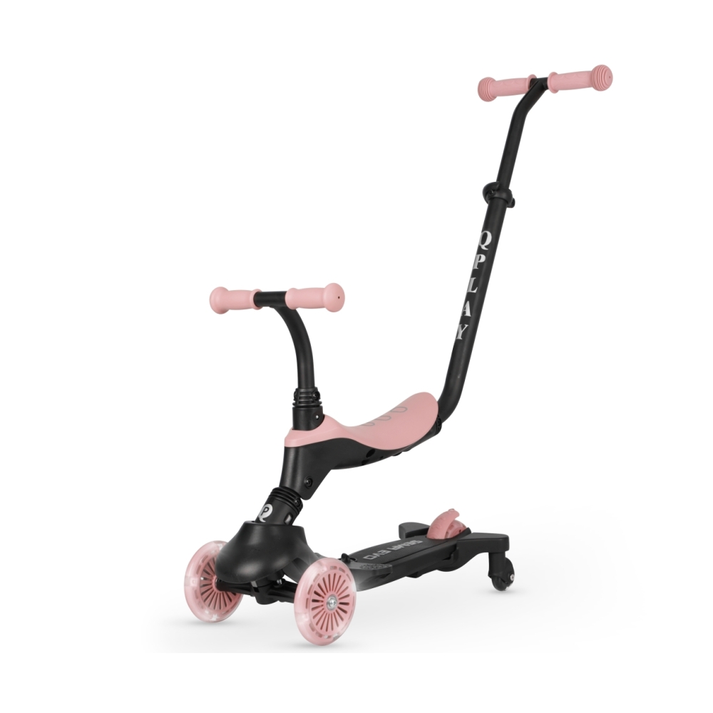 Paspirtukas Qplay Sema Evo 3in1, Coral Pink-Judėjimui, Paspirtukai vaikams-e-vaikas