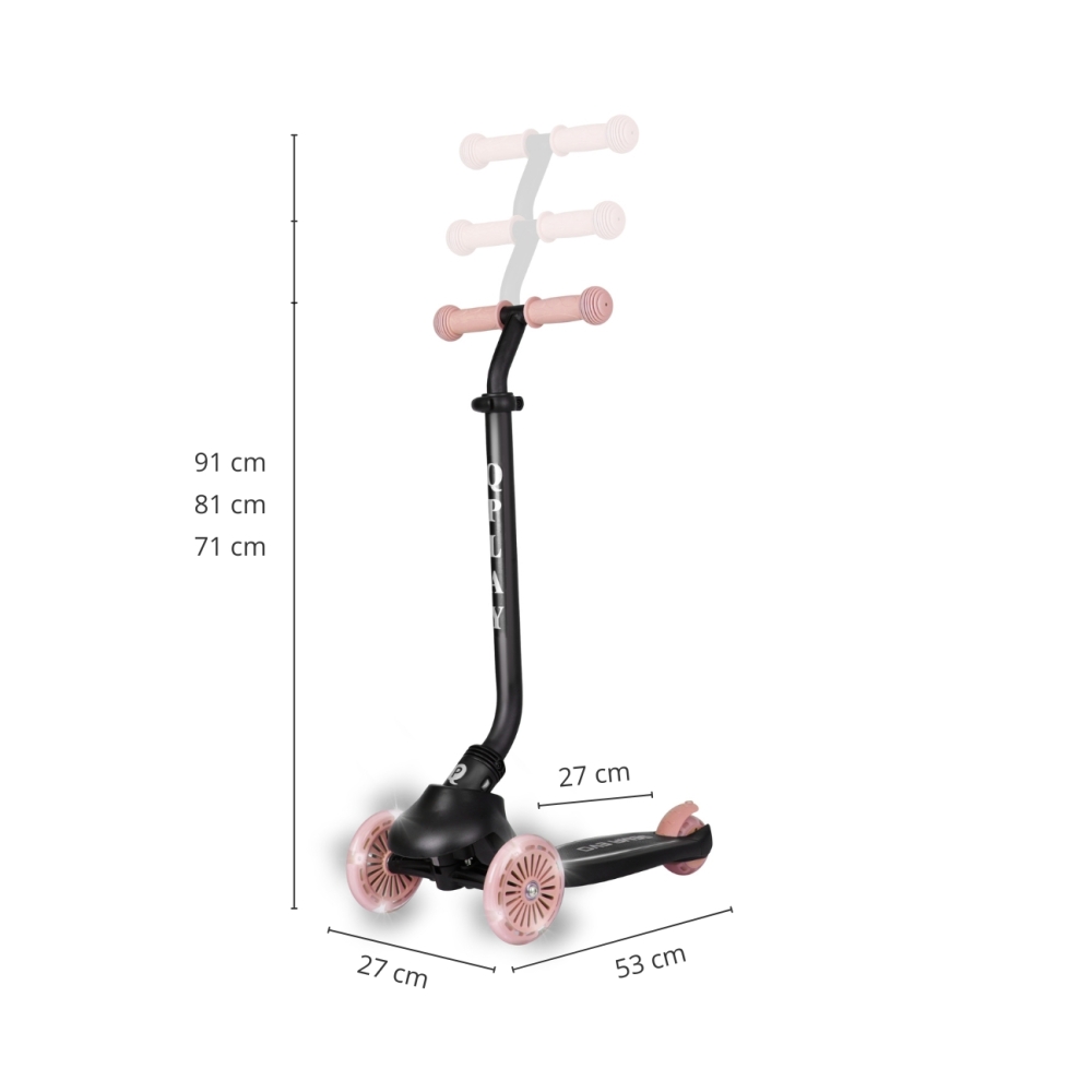 Paspirtukas Qplay Sema Evo 3in1, Coral Pink-Judėjimui, Paspirtukai vaikams-e-vaikas