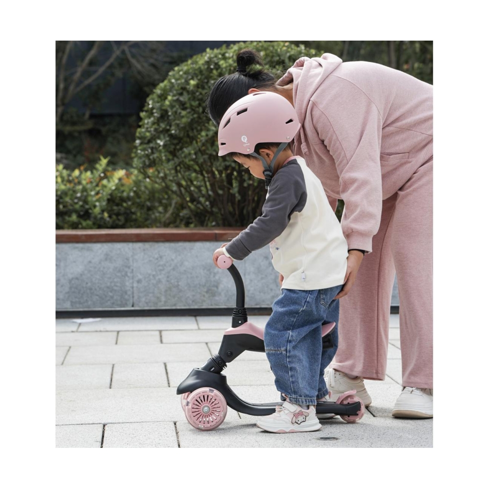 Paspirtukas Qplay Sema Evo 3in1, Coral Pink-Judėjimui, Paspirtukai vaikams-e-vaikas