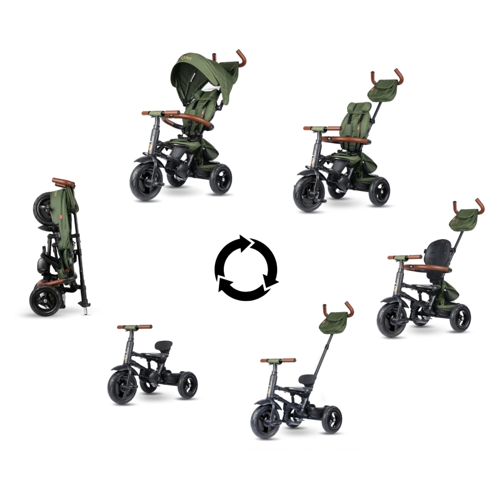Triratis Qplay Rito Deluxe Rubber, Olive-Judėjimui, Triratukai vaikams-e-vaikas