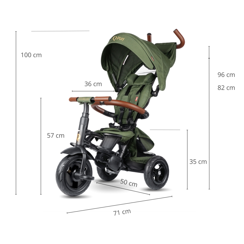 Triratis Qplay Rito Deluxe Rubber, Olive-Judėjimui, Triratukai vaikams-e-vaikas