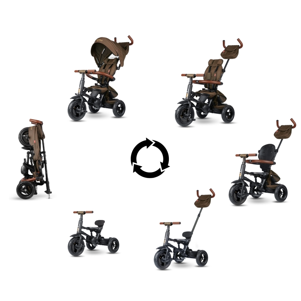 Triratis Qplay Rito Deluxe Rubber, Brown-Judėjimui, Triratukai vaikams-e-vaikas