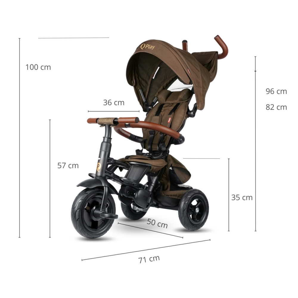 Triratis Qplay Rito Deluxe Rubber, Brown-Judėjimui, Triratukai vaikams-e-vaikas