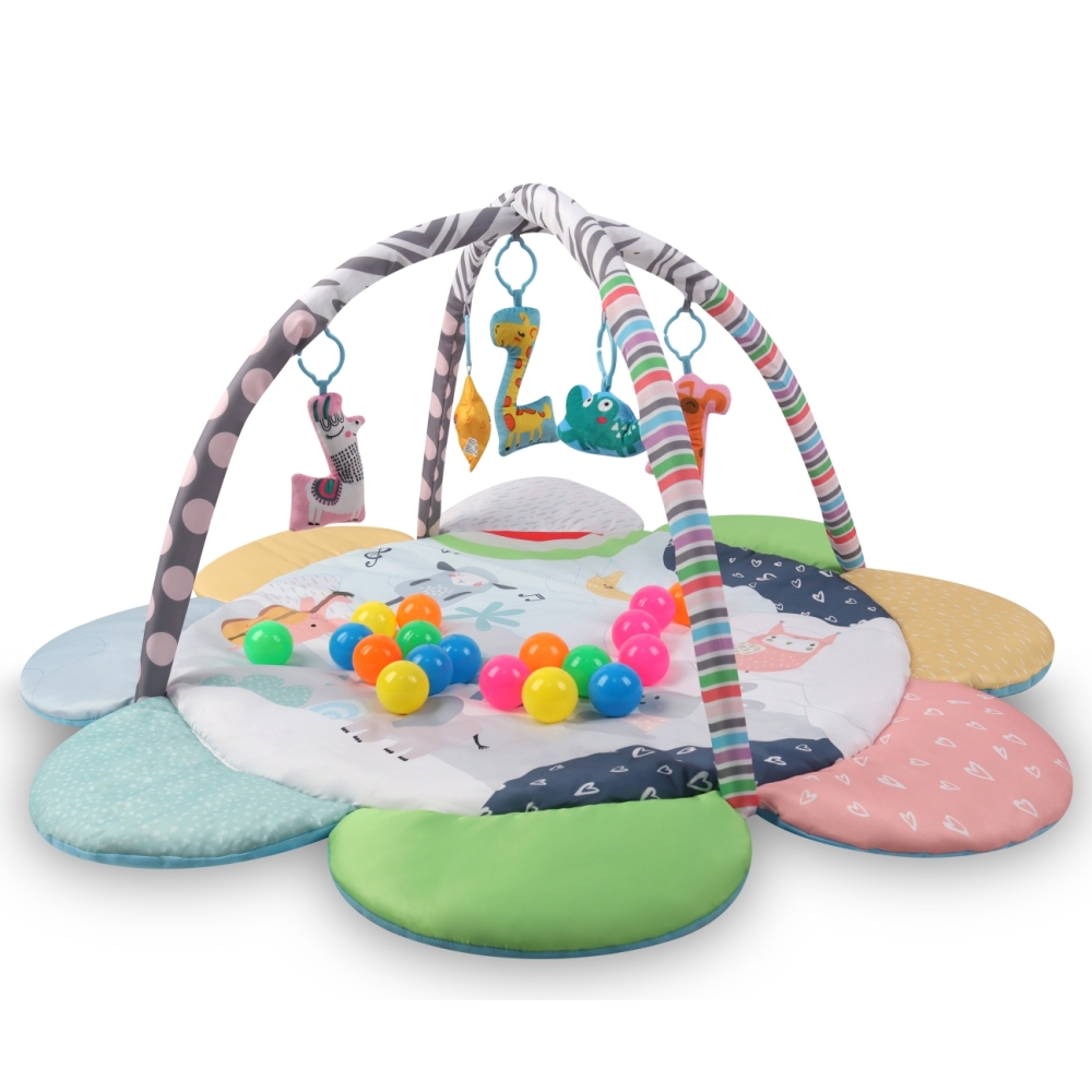 Lavinamasis kilimėlis TinyMini JL639-2A 2-in-1 Zoo Flower Mat-Žaislai, Kūdikiams, Lavinamieji kilimėliai-e-vaikas