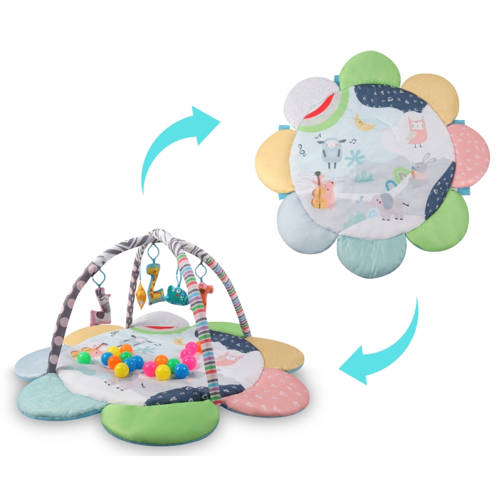 Lavinamasis kilimėlis TinyMini JL639-2A 2-in-1 Zoo Flower Mat-Žaislai, Kūdikiams, Lavinamieji kilimėliai-e-vaikas