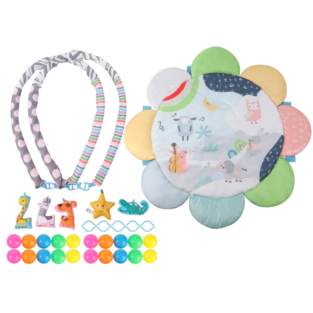 Lavinamasis kilimėlis TinyMini JL639-2A 2-in-1 Zoo Flower Mat-Žaislai, Kūdikiams, Lavinamieji kilimėliai-e-vaikas
