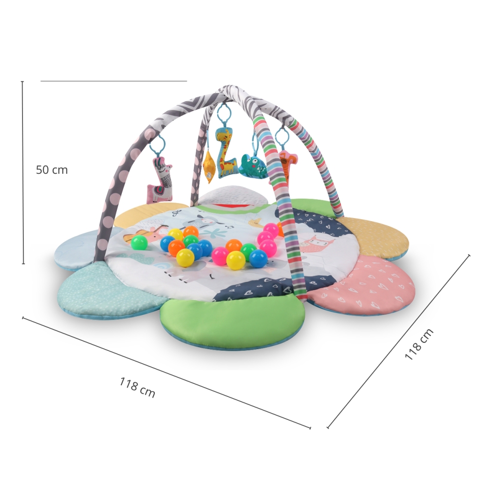 Lavinamasis kilimėlis TinyMini JL639-2A 2-in-1 Zoo Flower Mat-Žaislai, Kūdikiams, Lavinamieji kilimėliai-e-vaikas