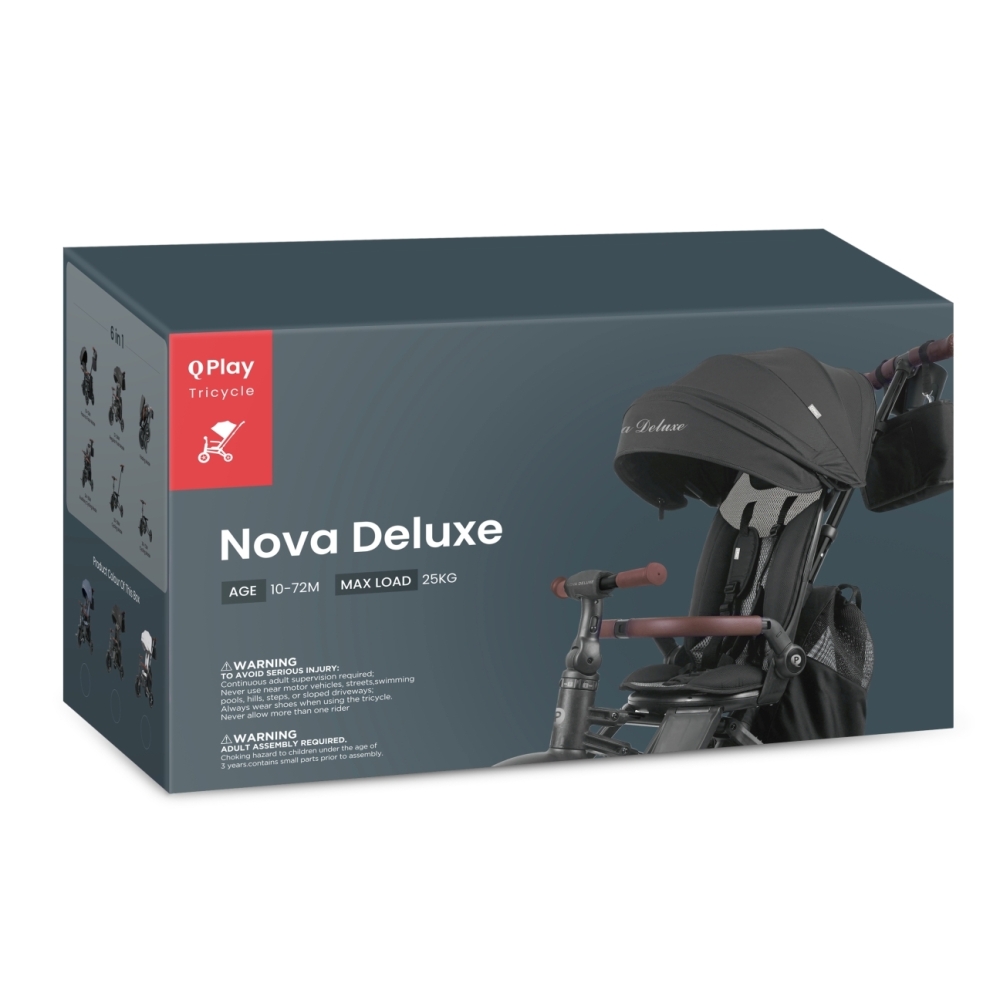 Triratis Qplay Nova Deluxe, pilkas-Judėjimui, Triratukai vaikams-e-vaikas