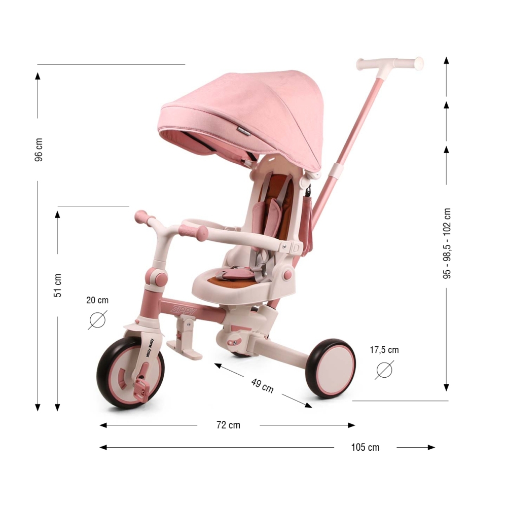 Triratis Zippy, Pink-Judėjimui, Triratukai vaikams-e-vaikas