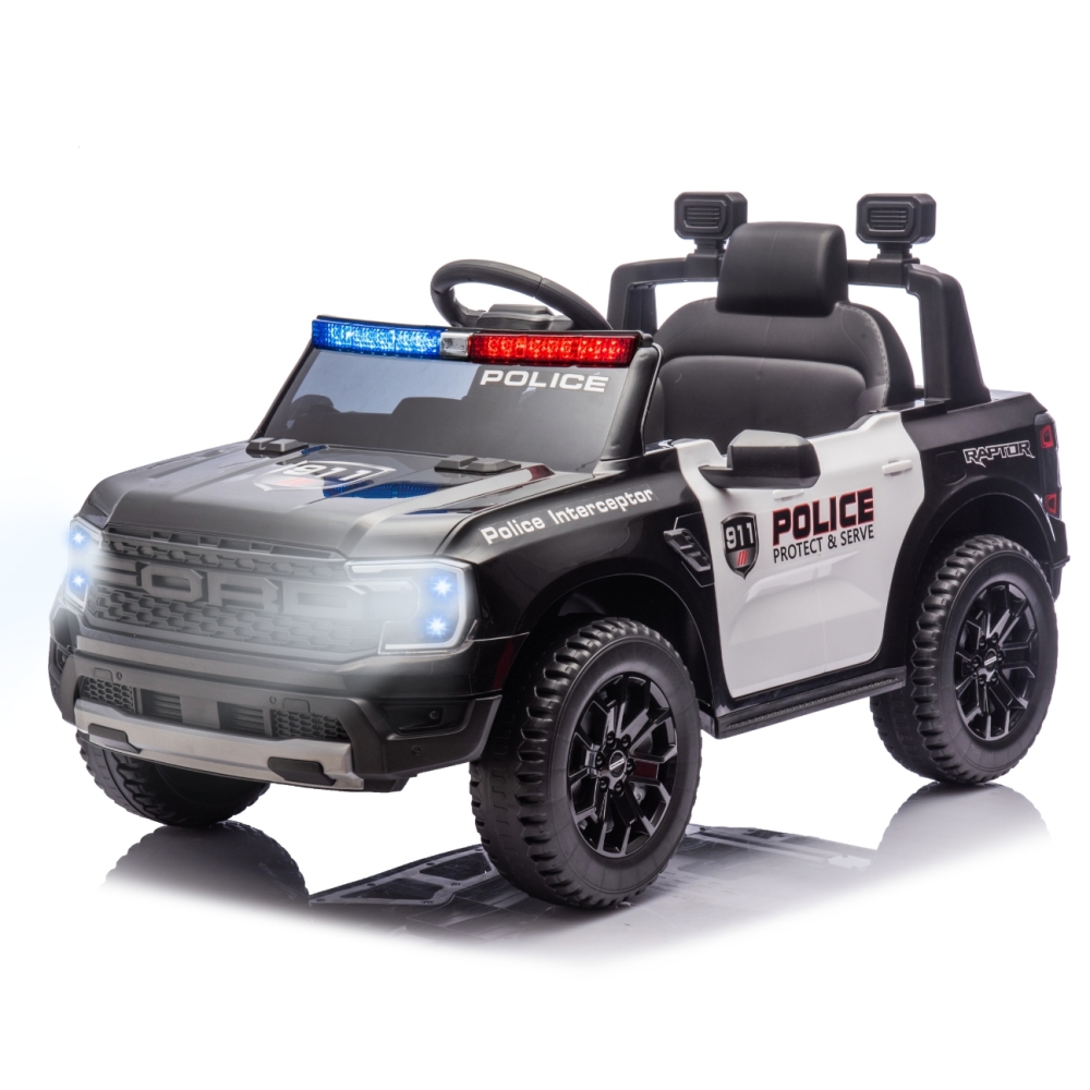 Elektromobilis Ford Ranger Police Black-Elektromobiliai vaikams, Visureigiai-e-vaikas