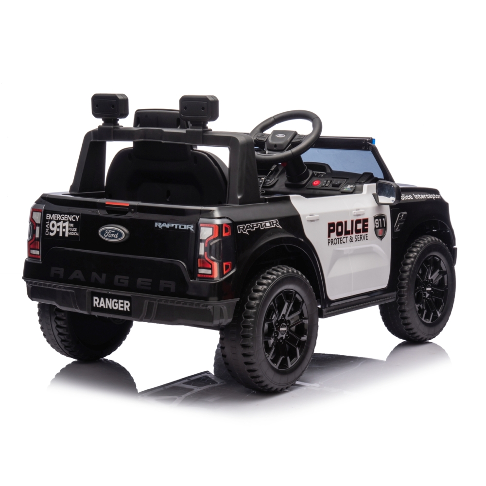 Elektromobilis Ford Ranger Police Black-Elektromobiliai vaikams, Visureigiai-e-vaikas