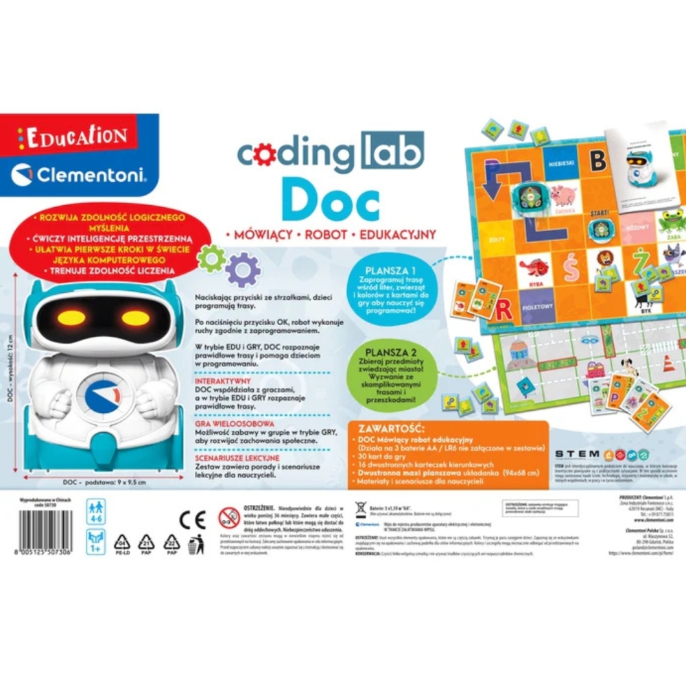 Edukacinis robotikos rinkinys Robot Doc Science Lenkų kalba Clementoni 50730-Žaislai, Lavinamieji žaislai, Mokomieji žaislai-e-v