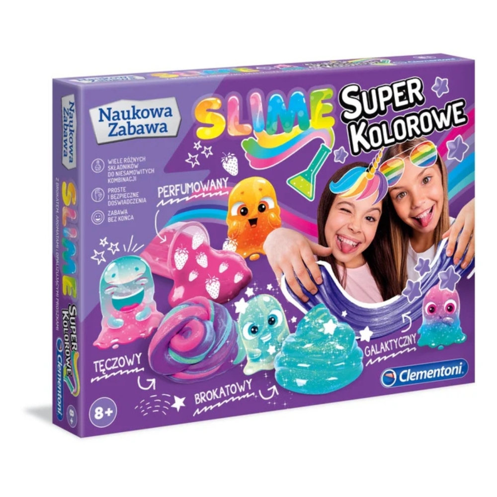 Naukowa Zabawa Laboratorium Super Kolorowe Slime Język Polski Clementoni 50636