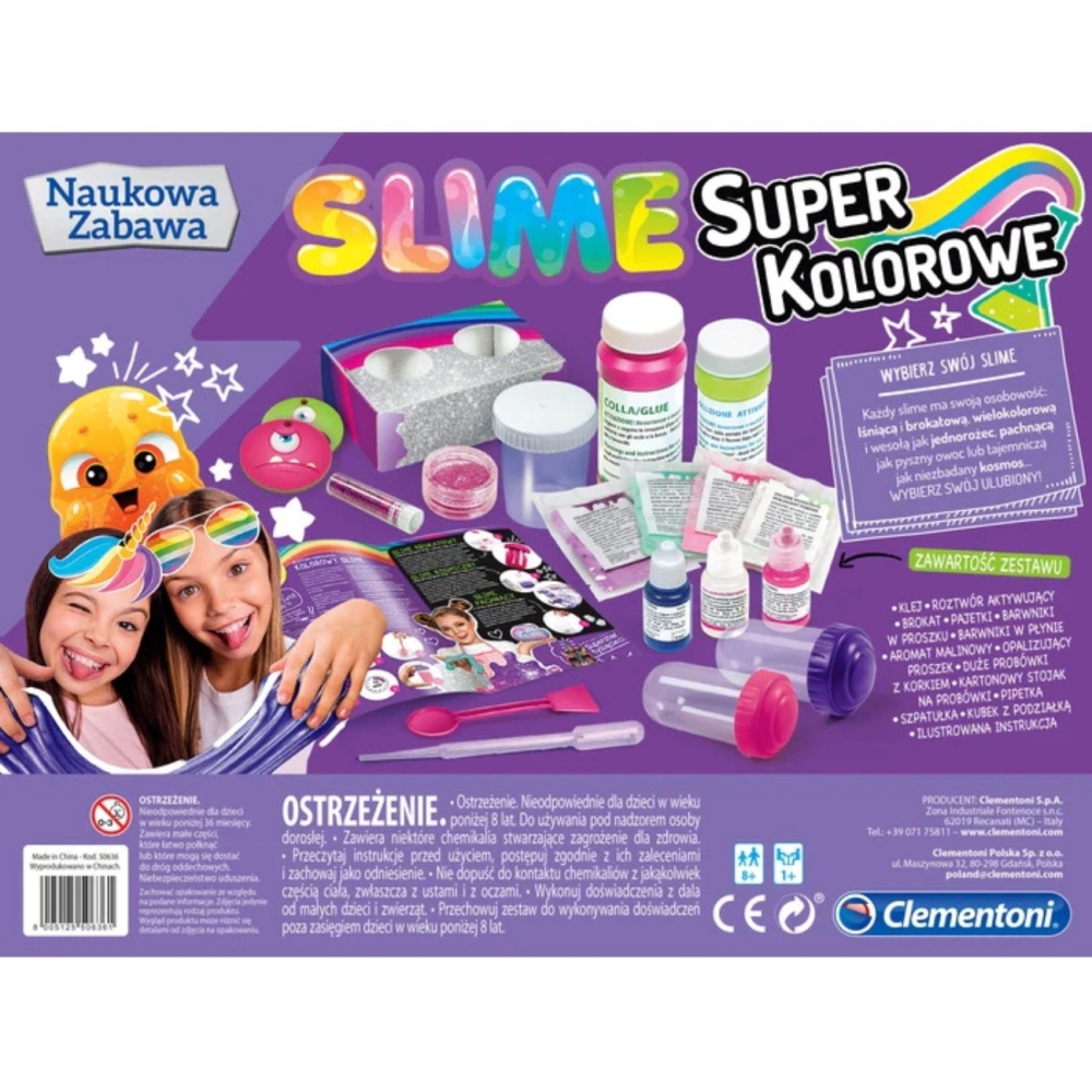 Naukowa Zabawa Laboratorium Super Kolorowe Slime Język Polski Clementoni 50636
