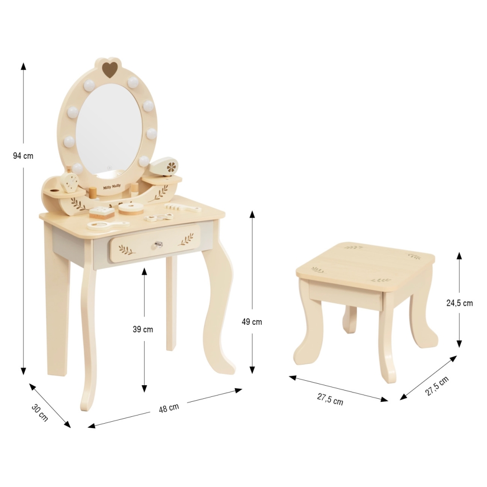 Kosmetinis staliukas Elly, Natural-Žaislai, Profesijos, buities žaislai, Grožio žaislai-e-vaikas