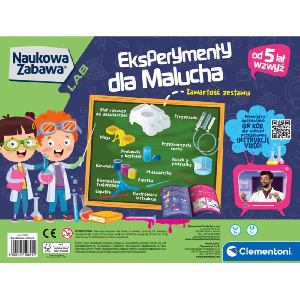 Moksliniai eksperimentai mažiems vaikams Lenkų kalba Clementoni 50895-Žaislai, Profesijos, buities žaislai, Moksliniai žaislai-e