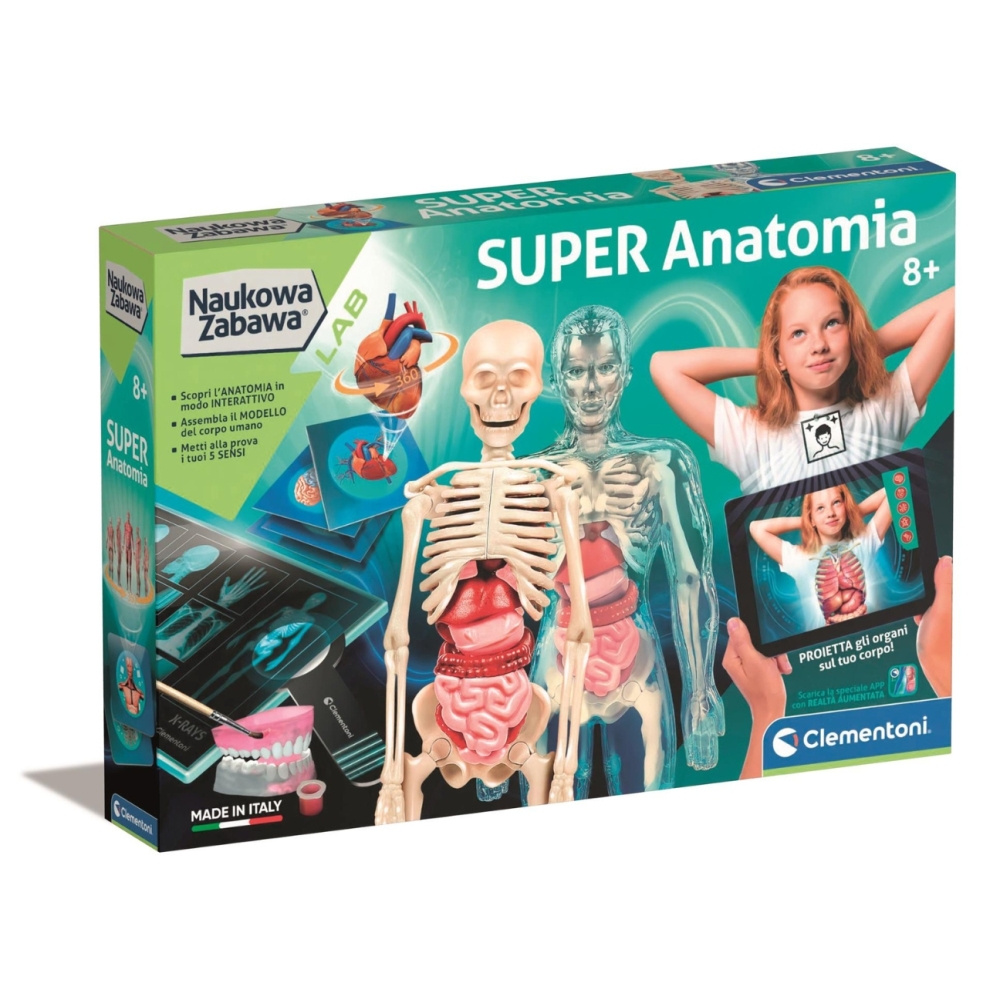 Mokslinis rinkinys Žmogaus anatomija Scientific Fun Super Lenkų kalba Clementoni 50919-Žaislai, Profesijos, buities žaislai, Mok