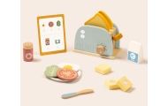 TOOKY TOY Toster Drewniany Pastelowy Zestaw Śniadaniowy