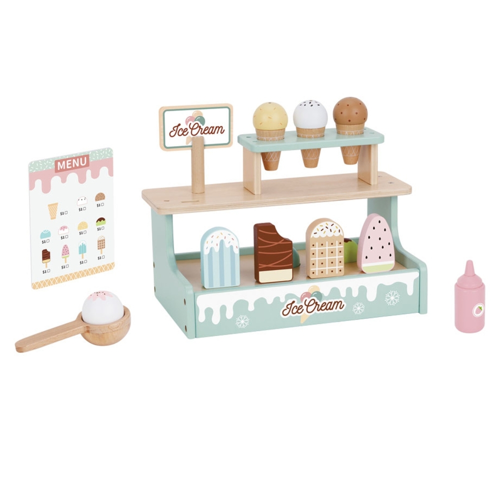 Medinė ledų parduotuvė TOOKY TOY Ledų prekystalis-Žaislai, Profesijos, buities žaislai, Mediniai, Mažiesiems kulinarams-e-vaikas