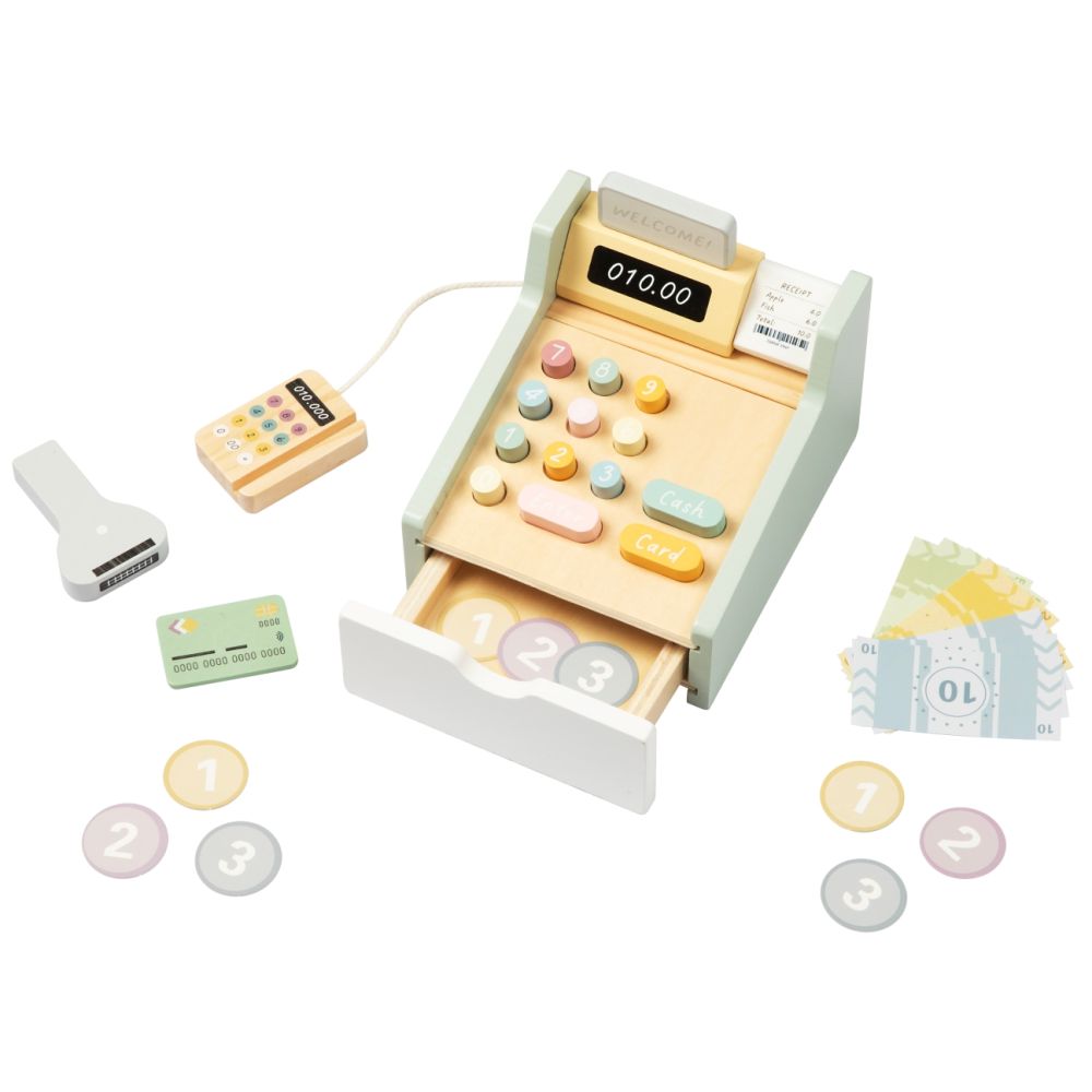 Tooky Toy TP543 Drewniana kasa sklepowa