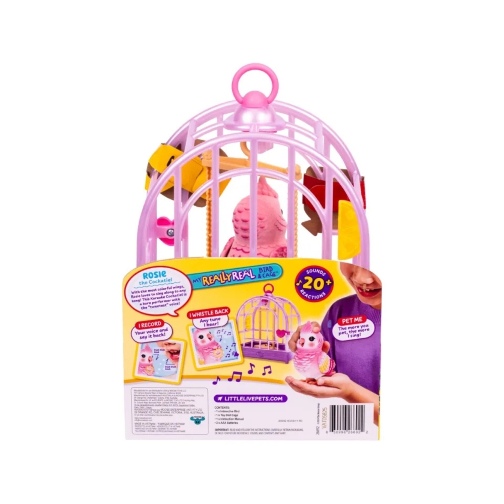 Moose Little Live Pets 26692 Mówiący Ptaszek z Klatką