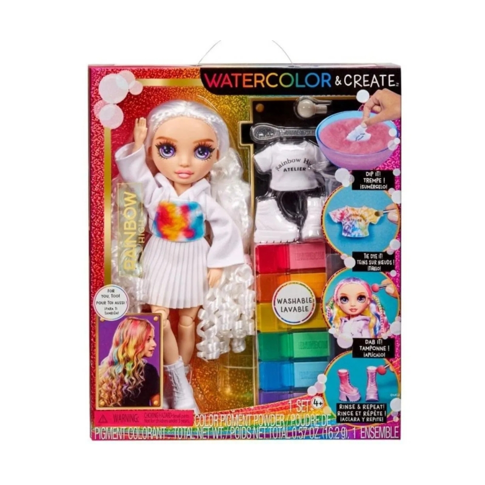 Lėlė su priedais MGA Rainbow High Watercolor & Create MGA 507581, 28 cm, Balta-Žaislai, Lėlės ir jų priedai, Lėlės-e-vaikas