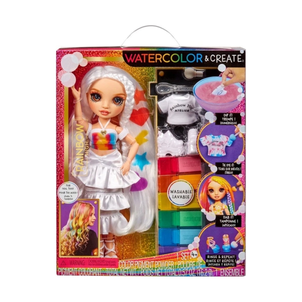 Lėlė su priedais Rainbow High Watercolor & Create 507598 MGA 507598, 28 cm, Balta-Žaislai, Lėlės ir jų priedai, Lėlės-e-vaikas