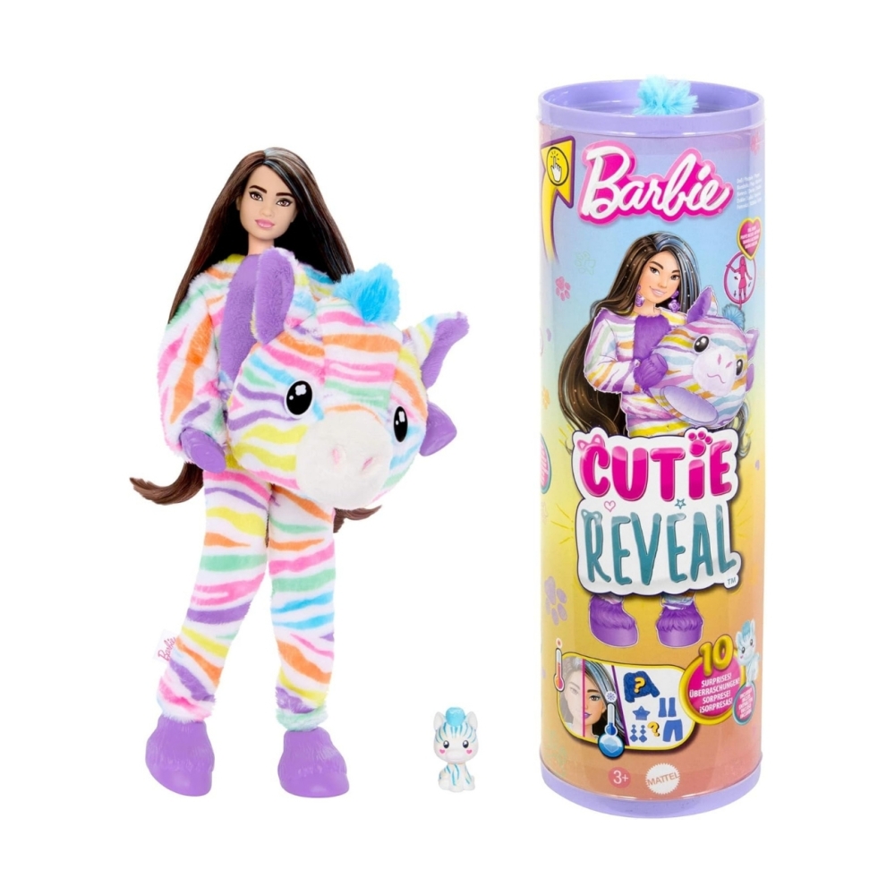 Mattel HRK37 Lalka Barbie Cutie Reveal Zebra