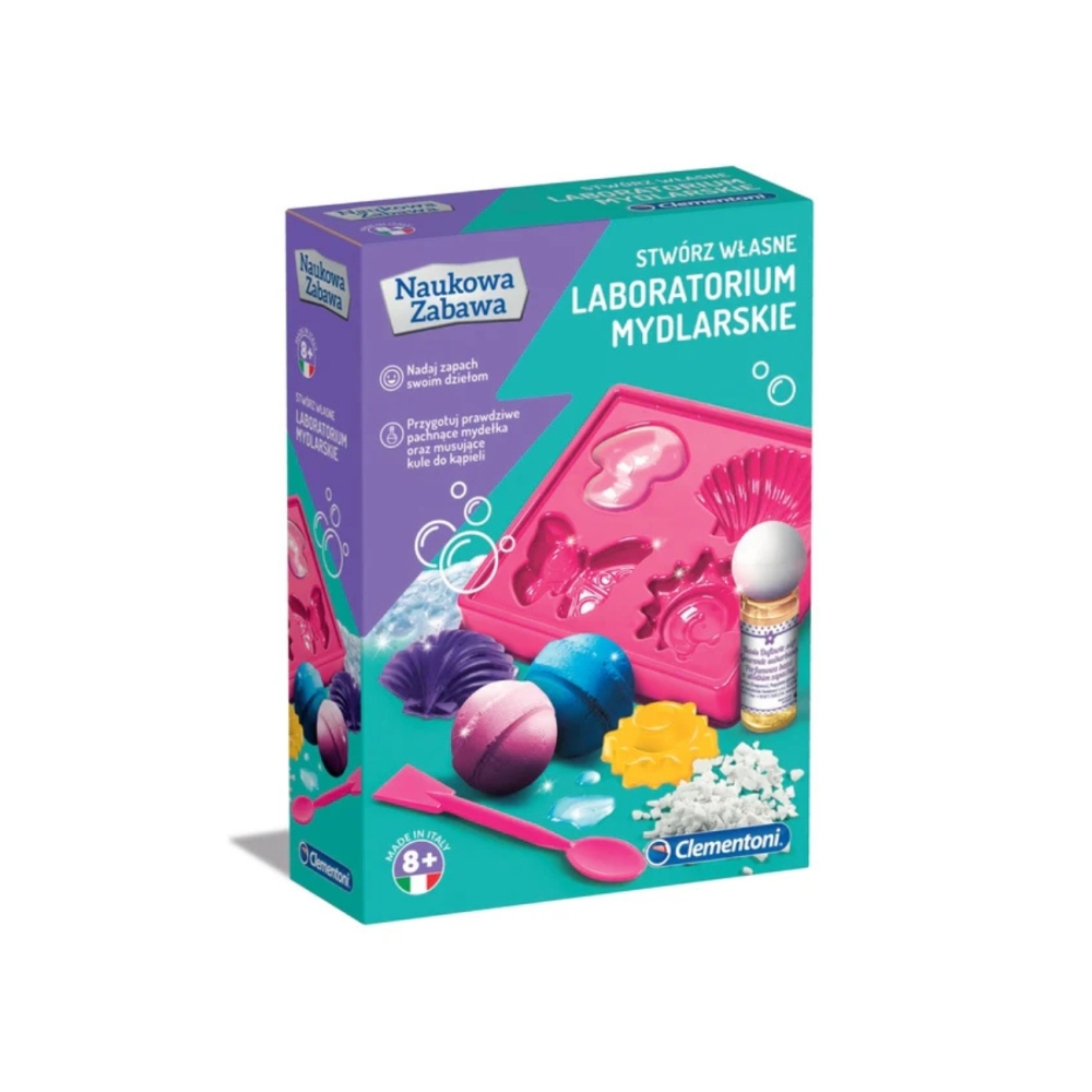 Mokslinis muilo laboratorijos rinkinys Science Fun Lenkų kalba Clementoni 60949-Žaislai, Profesijos, buities žaislai, Moksliniai