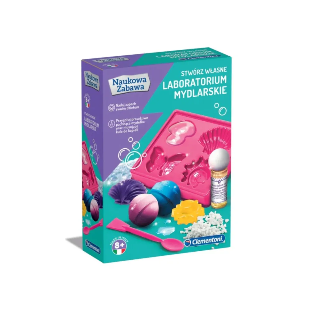 Mokslinis muilo laboratorijos rinkinys Science Fun Lenkų kalba Clementoni 60949-Žaislai, Profesijos, buities žaislai, Moksliniai
