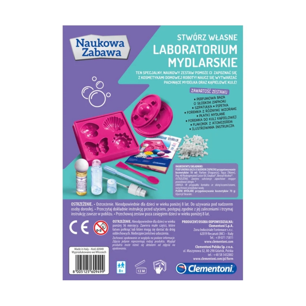 Naukowa Zabawa Zestaw Laboratorium Mydlarskie Mydła Kule do Kąpieli Język Polski Clementoni 60949