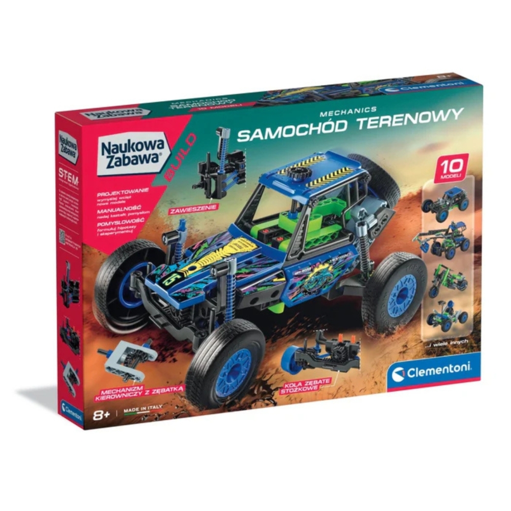 Konstruktorius Science Fun Mechanics Terrain Car Lenkų kalba Clementoni 50918-Žaislai, Konstruktoriai, Lego, statybiniai blokai-