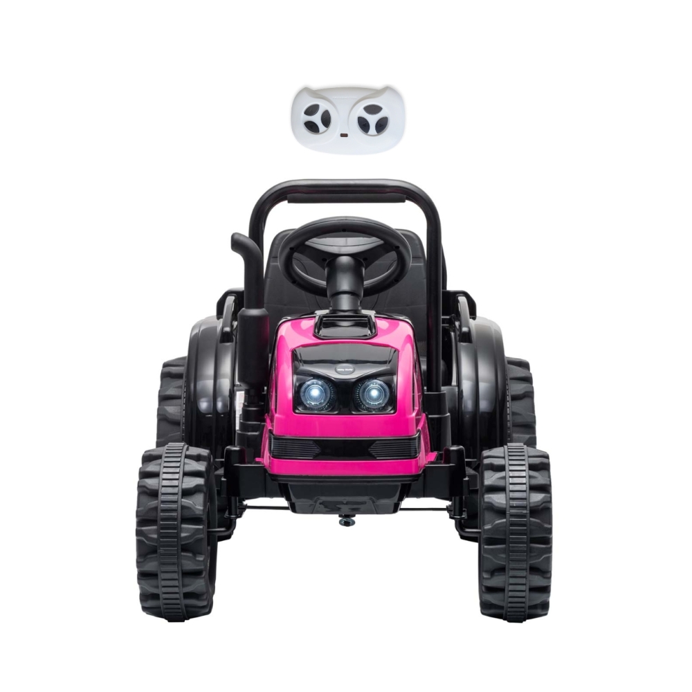 Elektrinis traktorius su priekaba Farmer, Pink-Elektromobiliai vaikams, Traktoriai-e-vaikas