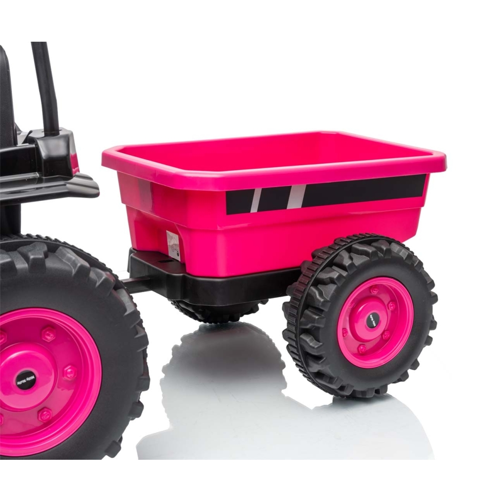 Elektrinis traktorius su priekaba Farmer, Pink-Elektromobiliai vaikams, Traktoriai-e-vaikas