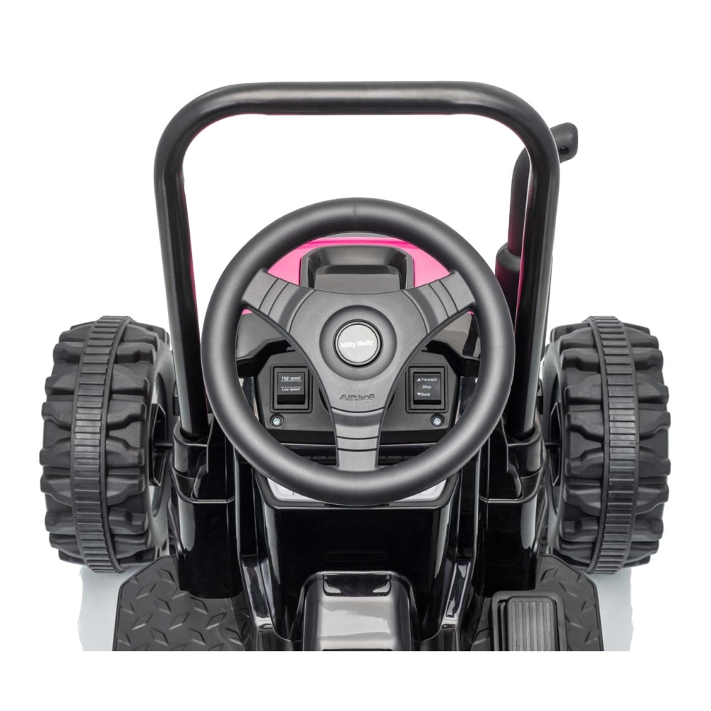 Elektrinis traktorius su priekaba Farmer, Pink-Elektromobiliai vaikams, Traktoriai-e-vaikas