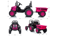Pojazd na akumulator Traktor z przyczepą Farmer Pink