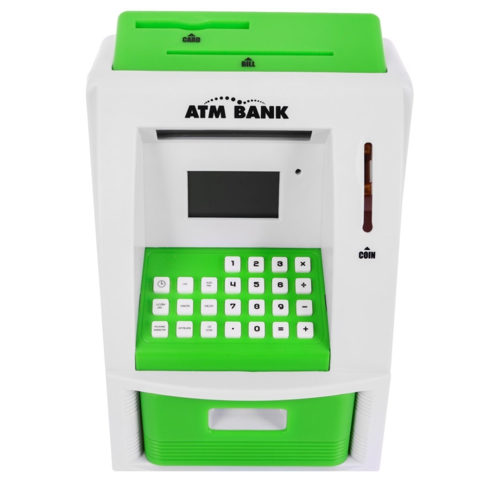 Bankomat skarbonka dla dzieci 3+ zielony Interaktywne funkcje + Karta bankomatowa