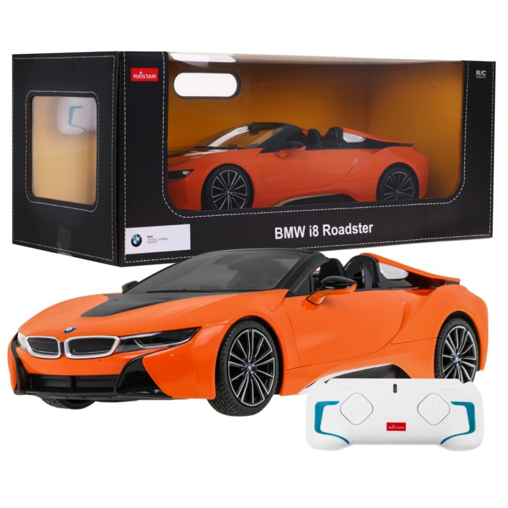 Nuotoliniu būdu valdomas BMW i8 Roadster oranžinis RASTAR 1:12