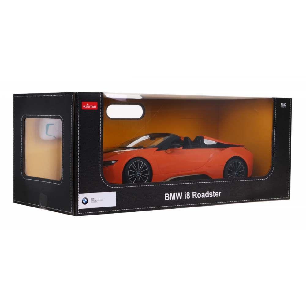 Nuotoliniu būdu valdomas BMW i8 Roadster oranžinis RASTAR 1:12