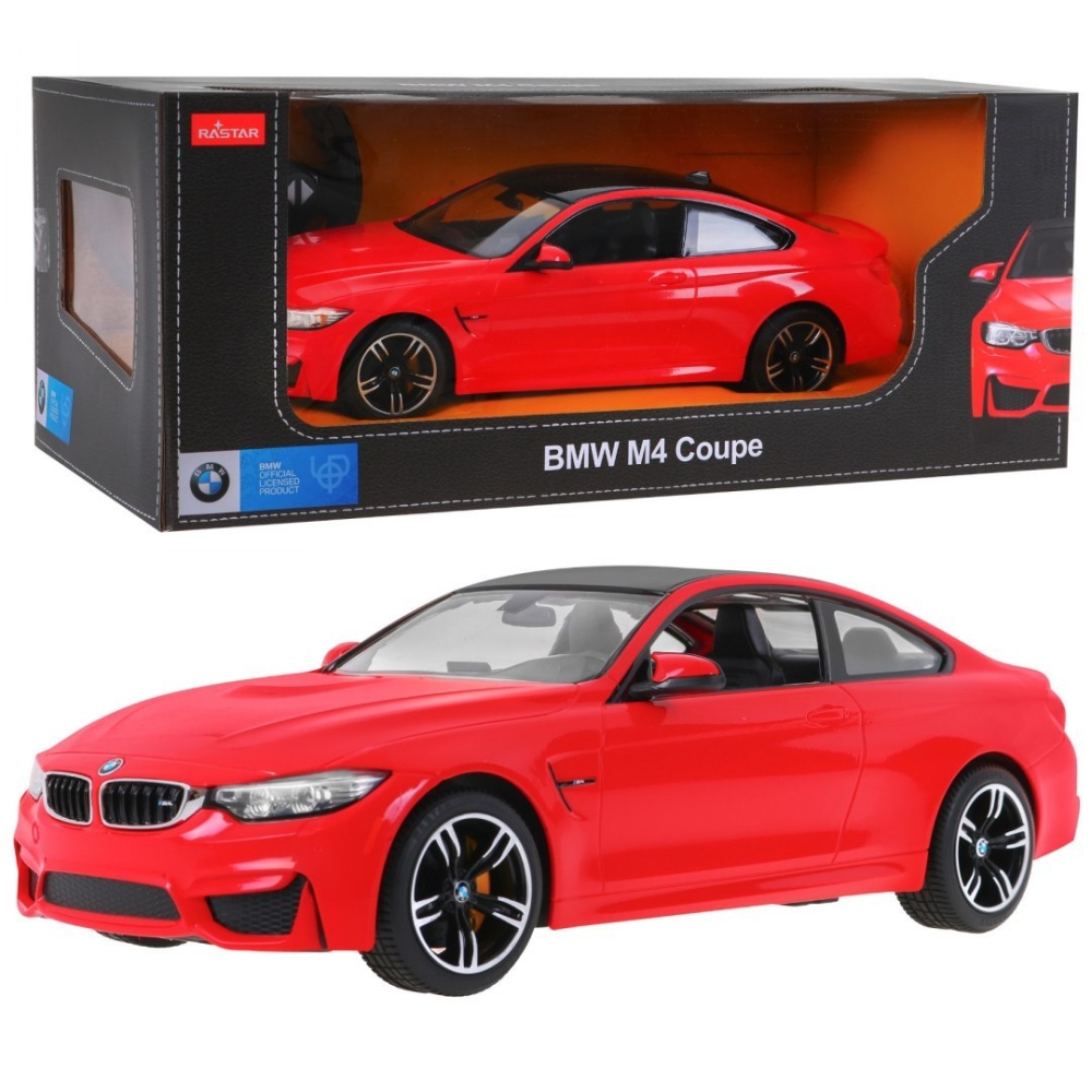 Nuotoliniu būdu valdomas BMW M4 Coupe raudonas RASTAR 1:14 + 2,4 GHz pultas