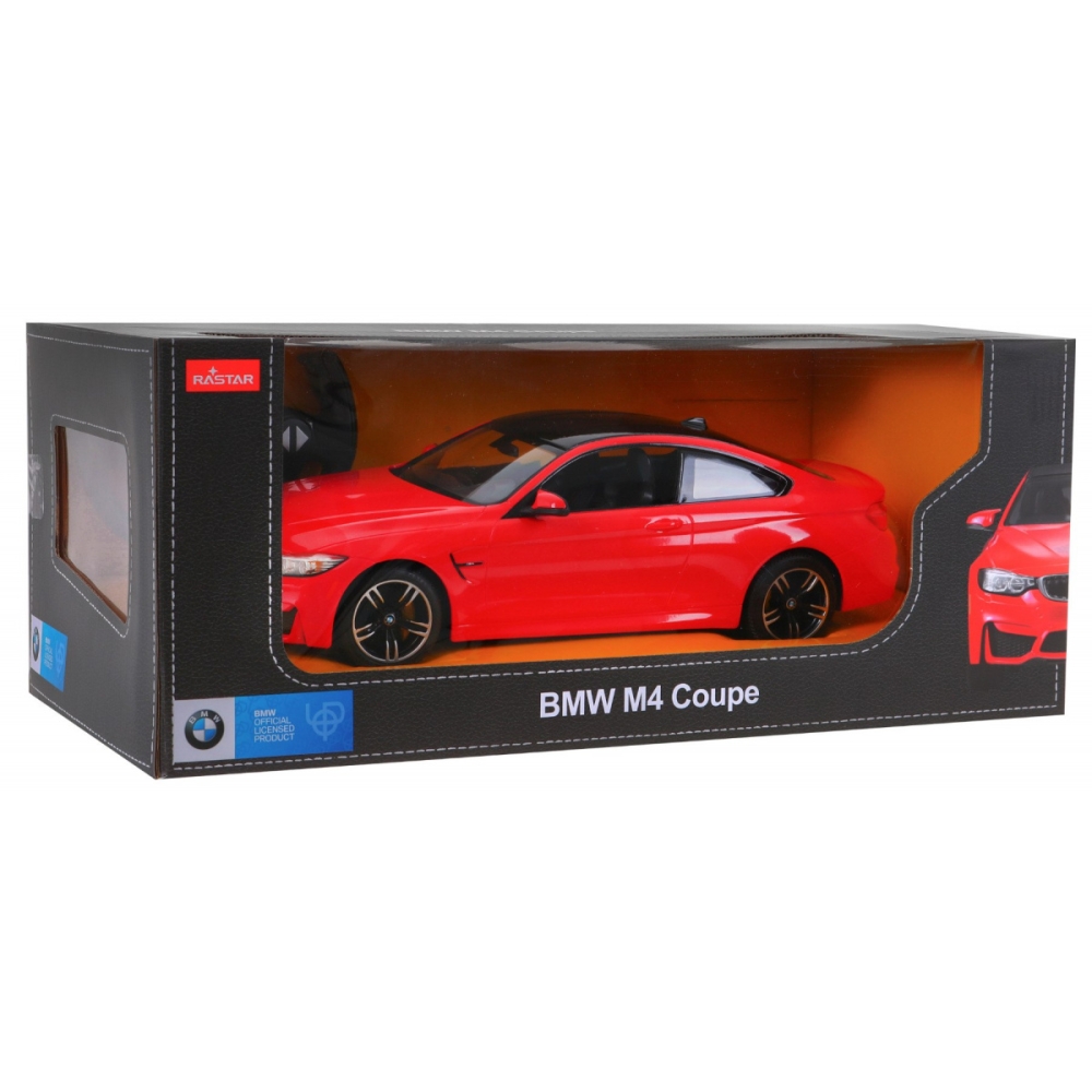 Nuotoliniu būdu valdomas BMW M4 Coupe raudonas RASTAR 1:14 + 2,4 GHz pultas