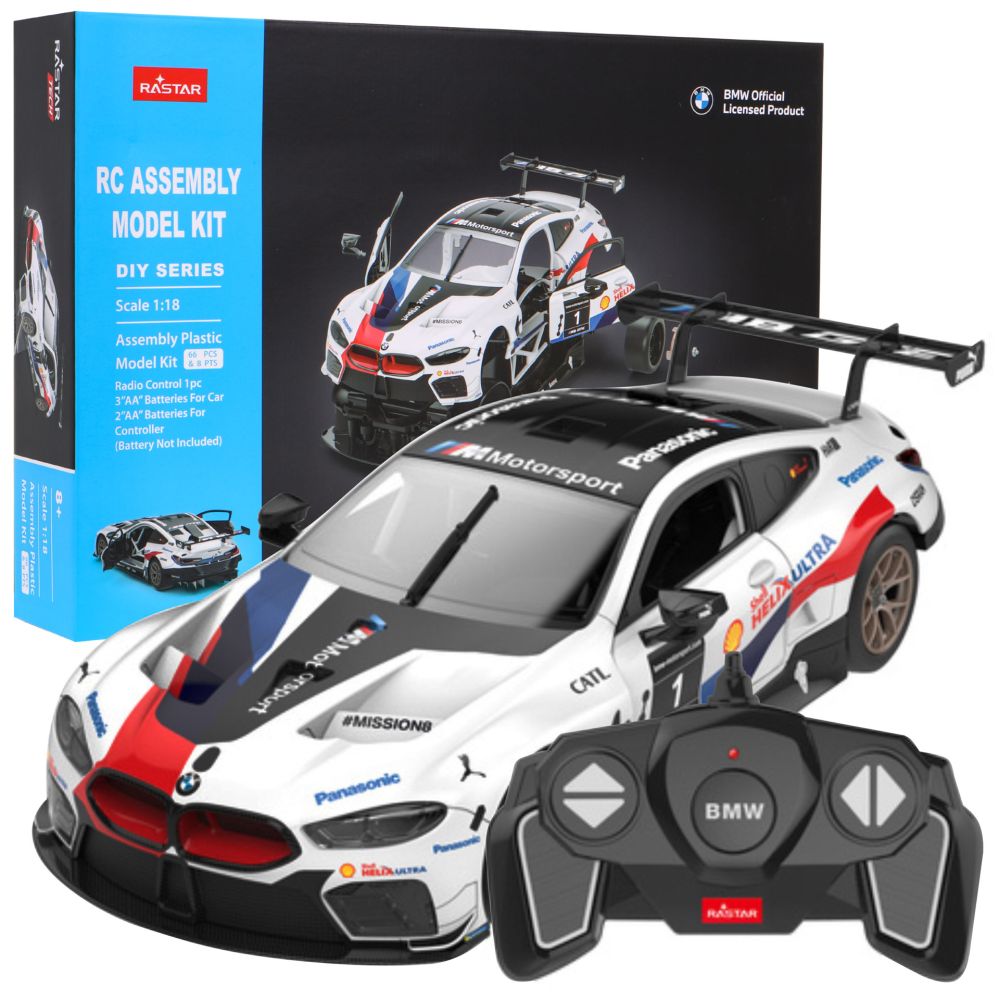 BMW M8 GTE biały RASTAR model 1:18 Zdalnie sterowane auto + Body kit + Pilot 2,4 GHz