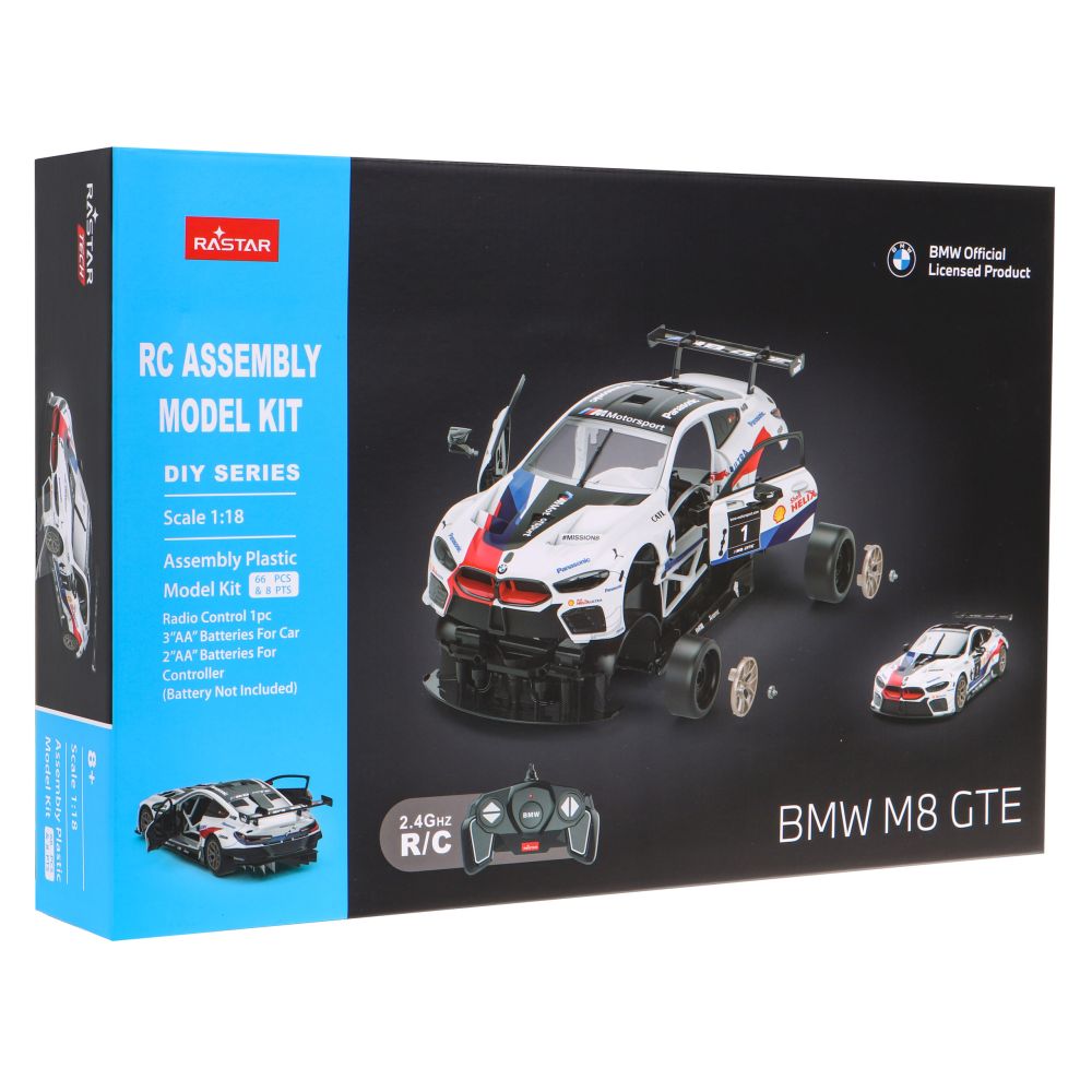 BMW M8 GTE biały RASTAR model 1:18 Zdalnie sterowane auto + Body kit + Pilot 2,4 GHz