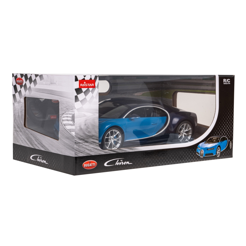 Nuotoliniu būdu valdomas Bugatti Chiron blue RASTAR 1:14 + LED žibintai + 2,4 GHz pultas