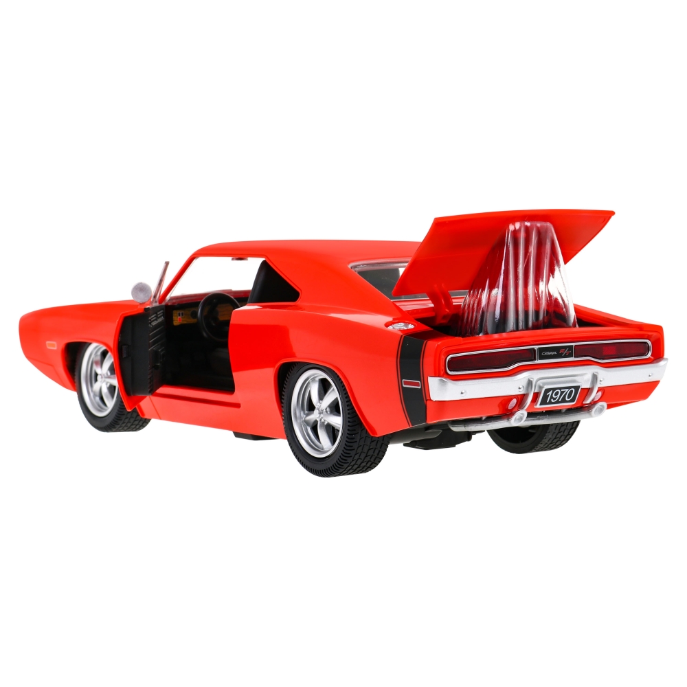 Nuotoliniu būdu valdomas 1970 m. Dodge Charger RT RASTAR modelis 1:16, raudonas